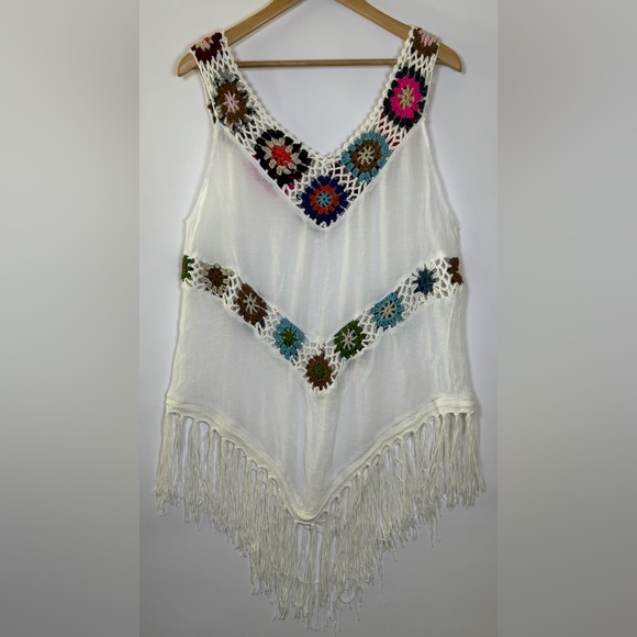 No Label Other - Boho Crochet Fringe Tunic Top